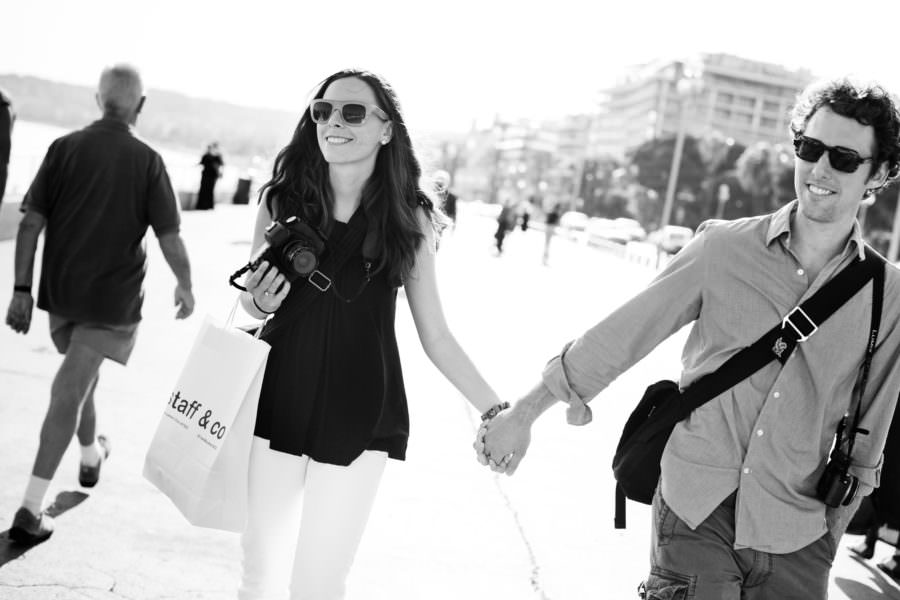 Charleston photographer Ben Chrisman walking with his wife Erin while on vacation in France