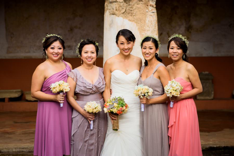 bride and bridesmaids at wedding at Convento de las Capuchinas