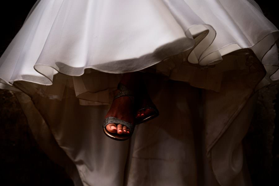silver wedding shoes wedding at Convento de las Capuchinas and reception at San Jose El Viejo in Antigua, Guatemala.