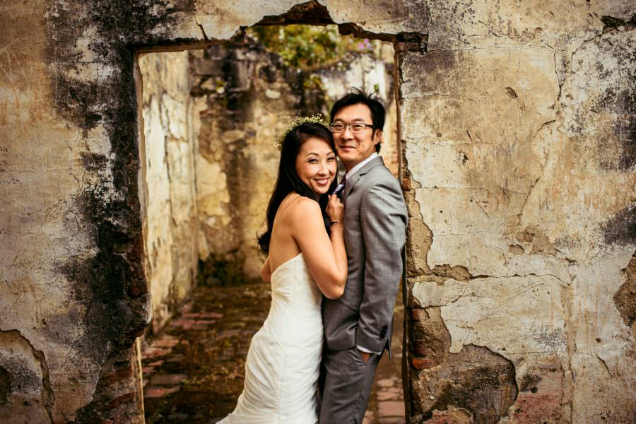 bride and groom at destination wedding at Convento de las Capuchinas in Antigua, Guatemala