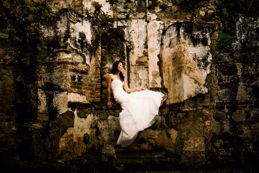 bridal portrait at destination wedding Convento de las Capuchinas Antigua, Guatemala.