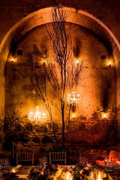 warm lighting at wedding reception at San Jose El Viejo in Antigua, Guatemala.
