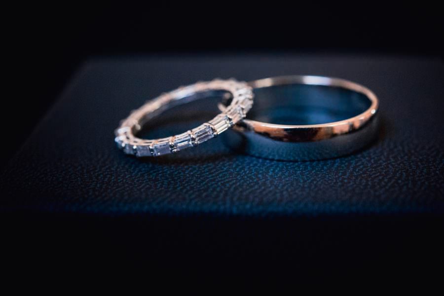 wedding rings detail photography Lowndes Grove same-sex wedding at the Gibbes Museum of Art Charleston wedding photographer