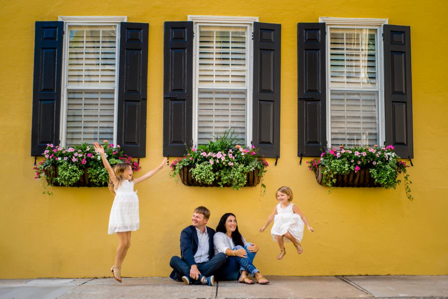 Family photos in Downtown Charleston Historic District