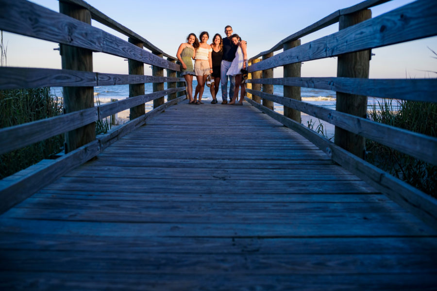 Folly Beach family photos on boardwalk