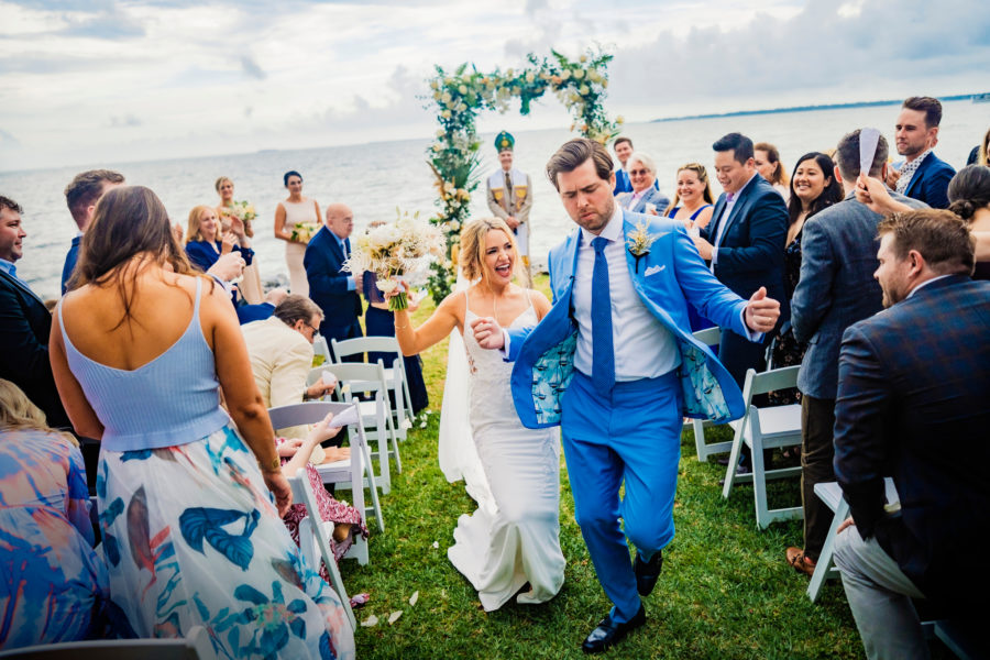 wedding recessional at The Cottages on Charleston Harbor