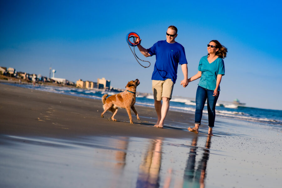 Folly Beach family photo with dog
