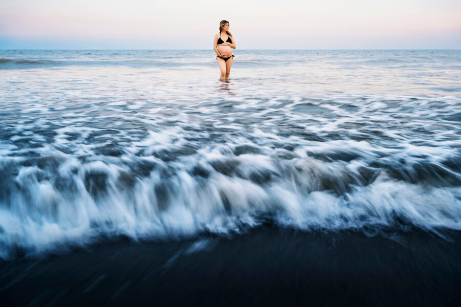Kiawah Island maternity portrait in ocean